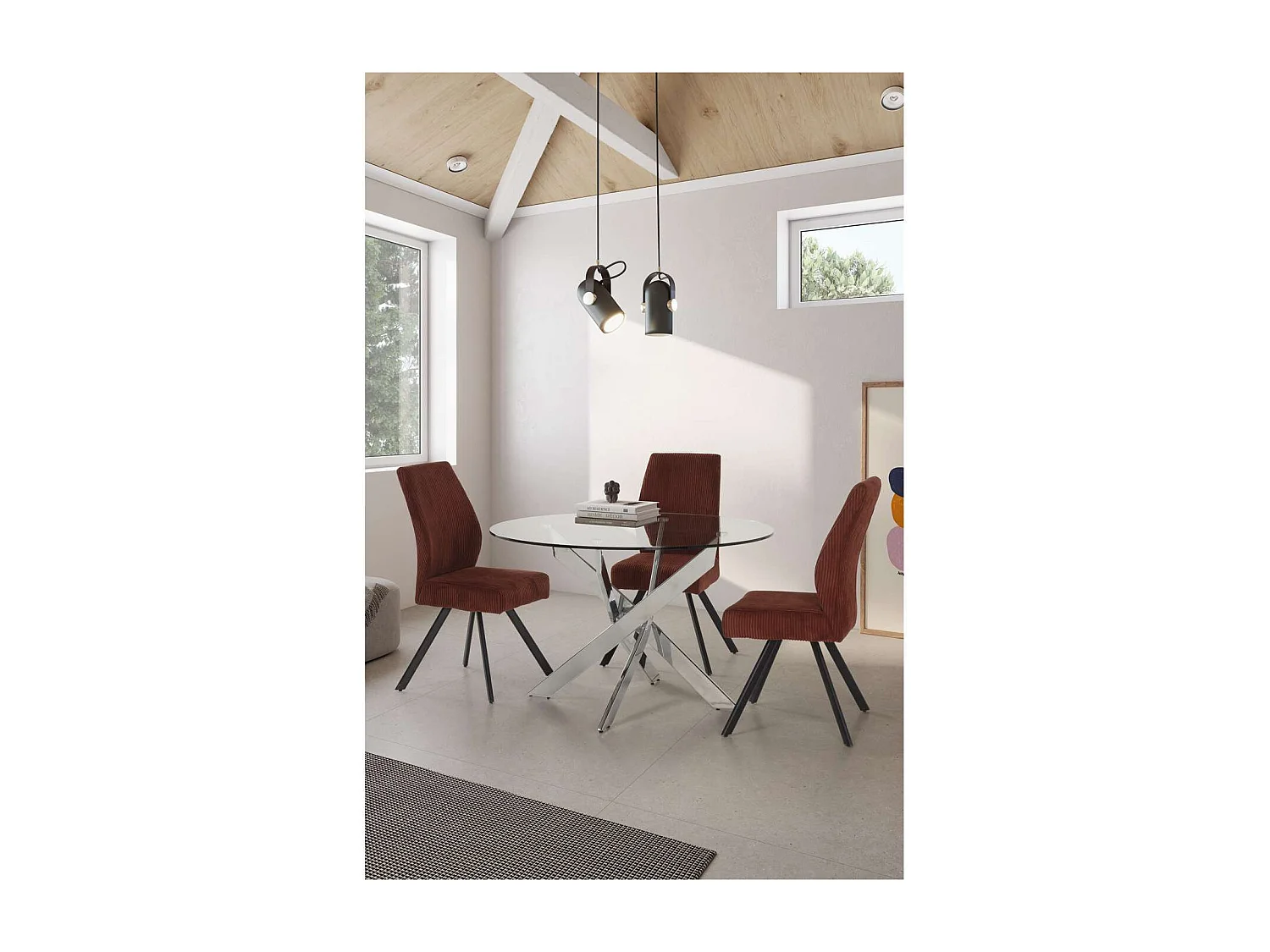 Pack de 2 sillas md-Pau tapizado textil teja, 98cm(alto) 45cm(ancho) 60cm(largo)