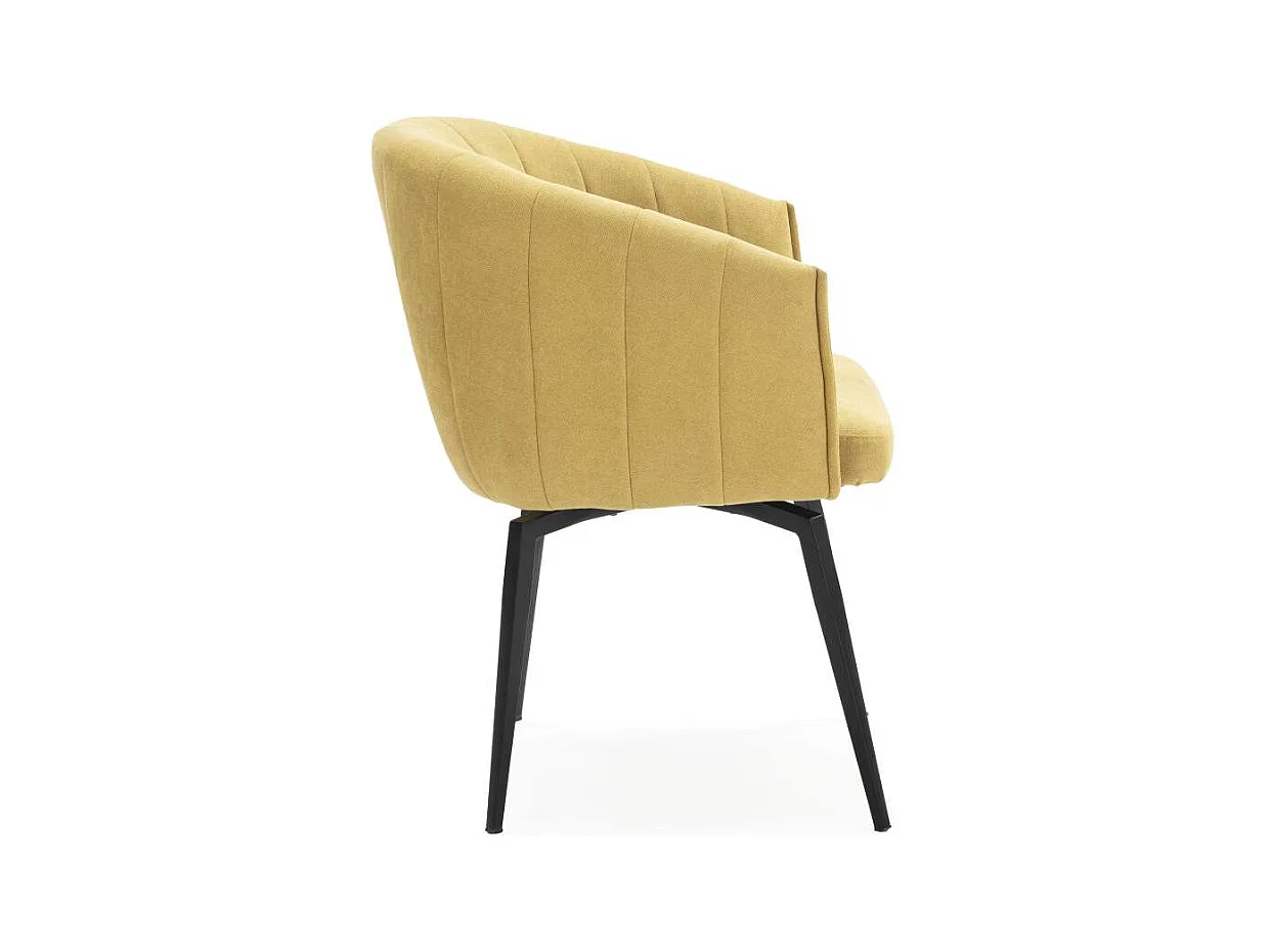 Sillón giratorio modelo Plumeti tapizado textil mostaza, 81cm(alto) 60cm(ancho) 61cm(larg