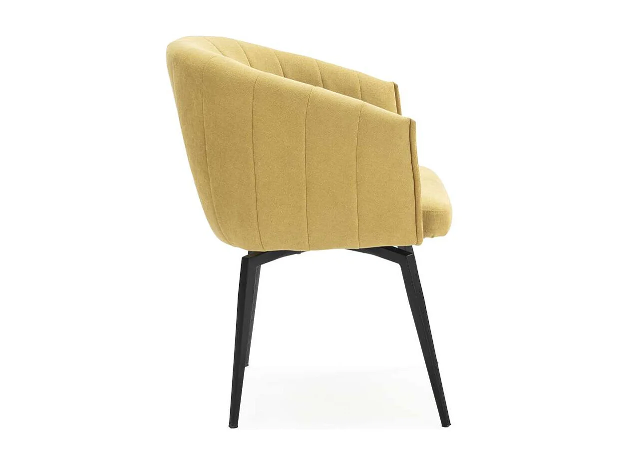 Sillón giratorio modelo Plumeti tapizado textil mostaza, 81cm(alto) 60cm(ancho) 61cm(larg