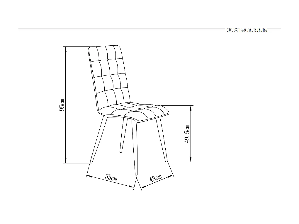 Pack de 4 sillas modelo Nadia tapizadas en textil gris piedra, 43cm(ancho ) 94cm(altura) 5