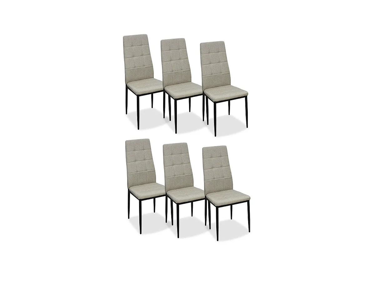 Pack de 6 sillas modelo Latina tapizadas en textil gris, 96cm(alto) 44cm(ancho) 45cm(largo