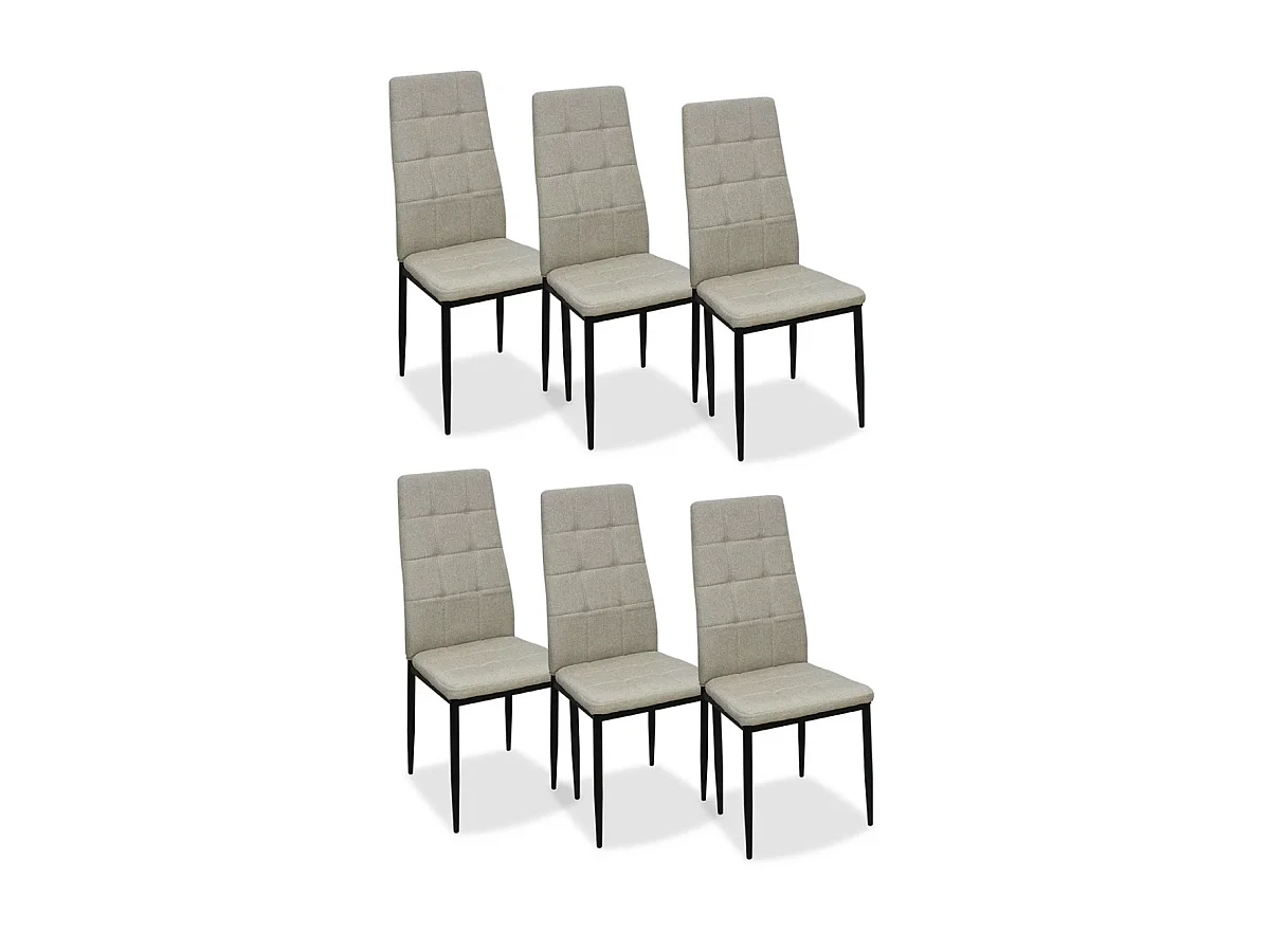 Pack de 6 sillas modelo Latina tapizadas en textil gris, 96cm(alto) 44cm(ancho) 45cm(largo