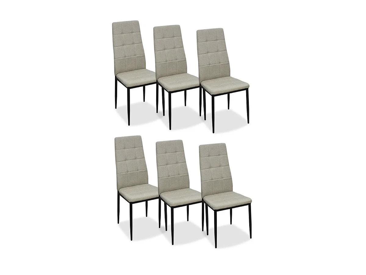 Pack de 6 sillas modelo Latina tapizadas en textil gris, 96cm(alto) 44cm(ancho) 45cm(largo