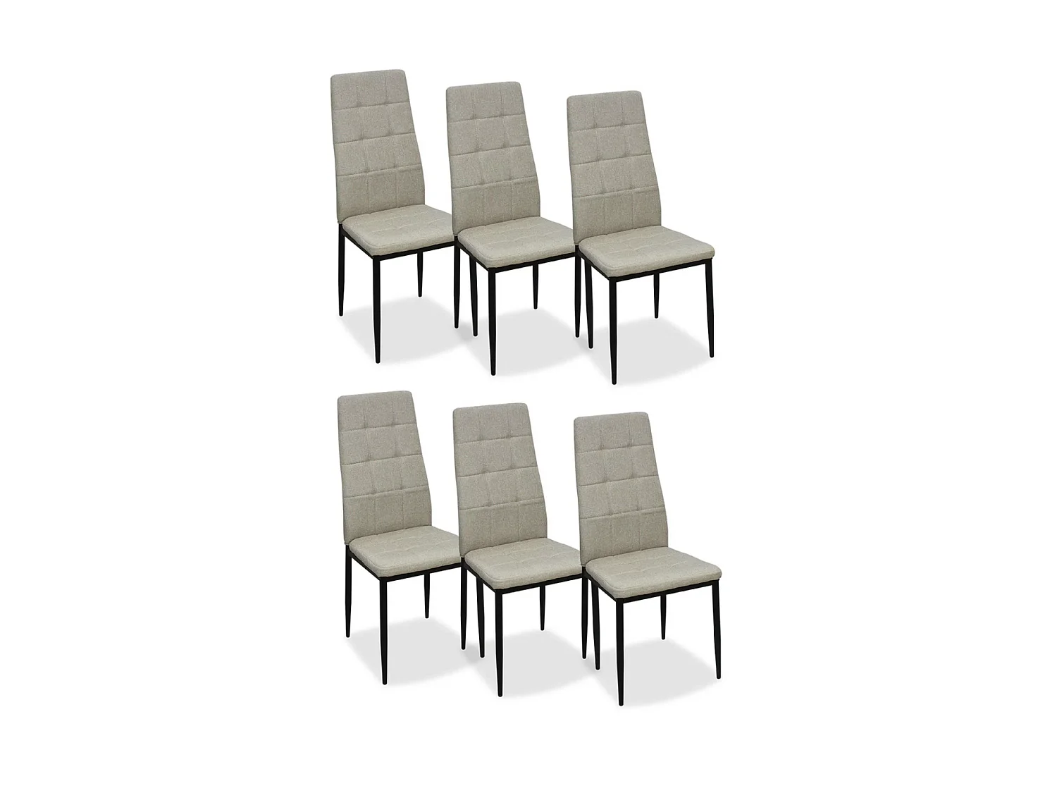 Pack de 6 sillas modelo Latina tapizadas en textil gris, 96cm(alto) 44cm(ancho) 45cm(largo