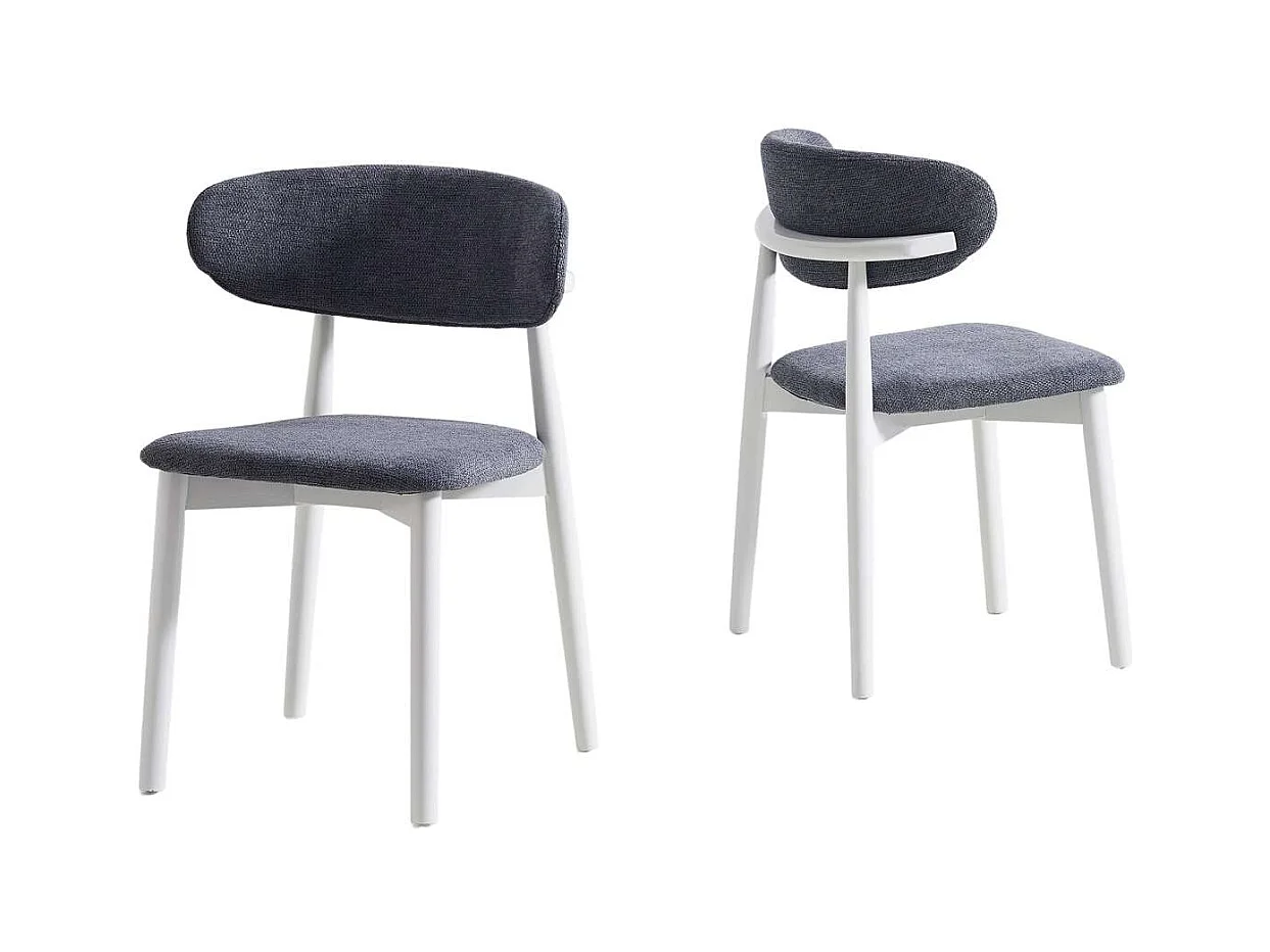 Pack de 2 sillas para cocina o comedor Vera tapizado textil gris/blanco,79cm(alto) 48cm(an