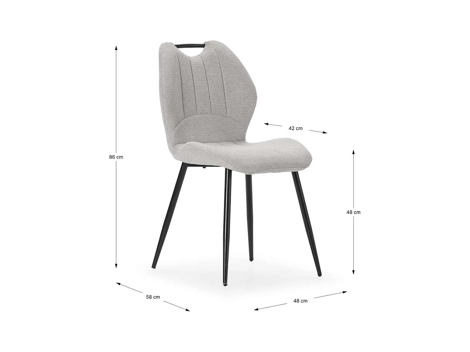 Pack de 4 sillas md-Omar tapizado textil beige/negro, 86cm(alto) 48cm(ancho) 58cm(largo)