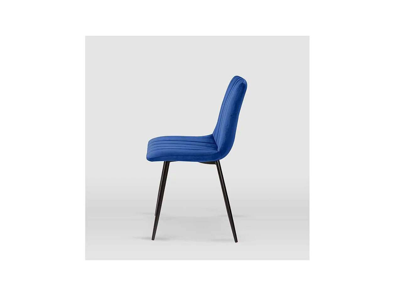 Pack de 4 sillas modelo IRIA tapizadas en terciopelo azul índigo, 44cm(ancho ) 88.5cm(alt