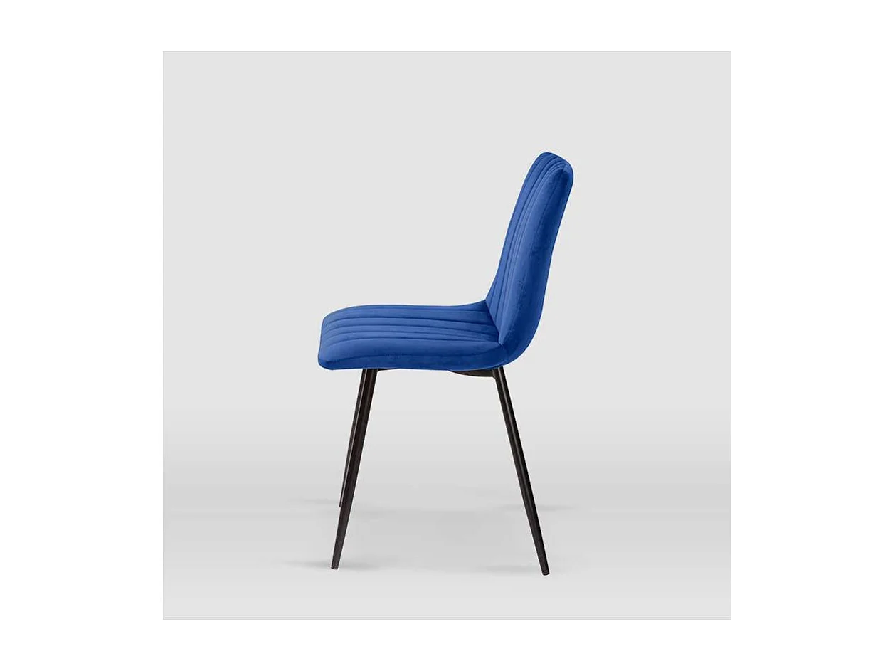 Pack de 4 sillas modelo IRIA tapizadas en terciopelo azul índigo, 44cm(ancho ) 88.5cm(alt