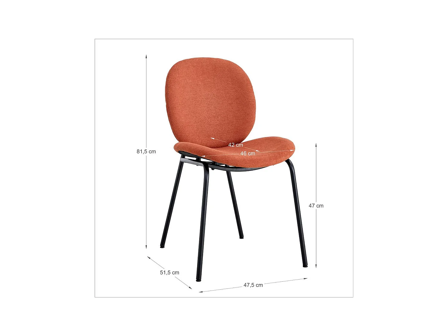 Pack de 2 sillas modelo Coro tapizado textil teja, 81.5cm(alto) 45cm(ancho) 57.5cm(largo)