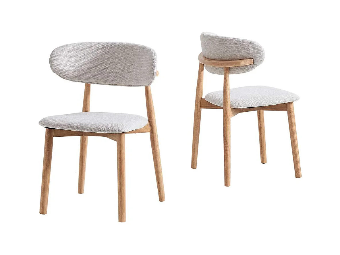 Pack de 2 sillas para cocina o comedor Vera tapizado textil beige/natural,79cm(alto) 48cm(