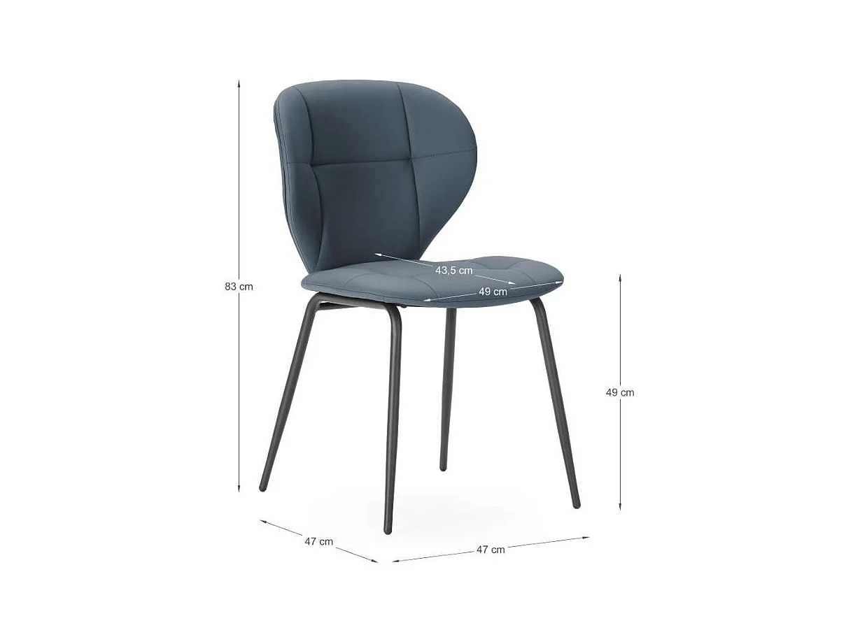 Pack de 2 sillas modelo Fauna tapizado polipiel gris oscuro, 83cm(alto) 50cm(ancho) 57cm(l