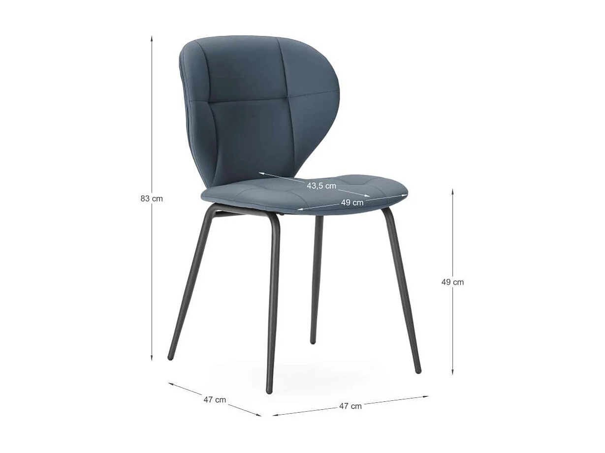 Pack de 2 sillas modelo Fauna tapizado polipiel gris oscuro, 83cm(alto) 50cm(ancho) 57cm(l