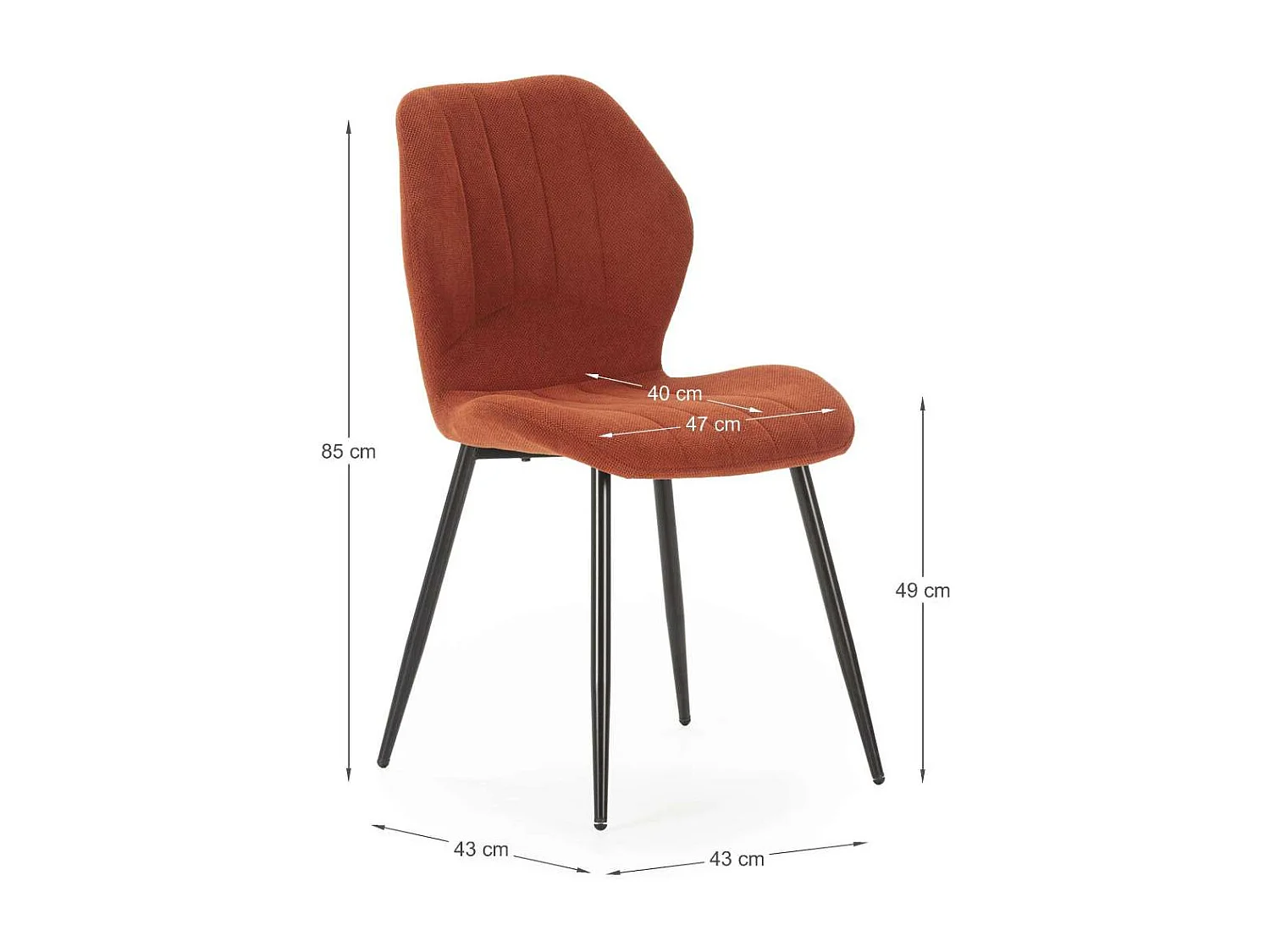 Pack de 4 sillas modelo Guadiana tapizado textil teja, 78cm(alto) 47cm(ancho) 58cm(largo)