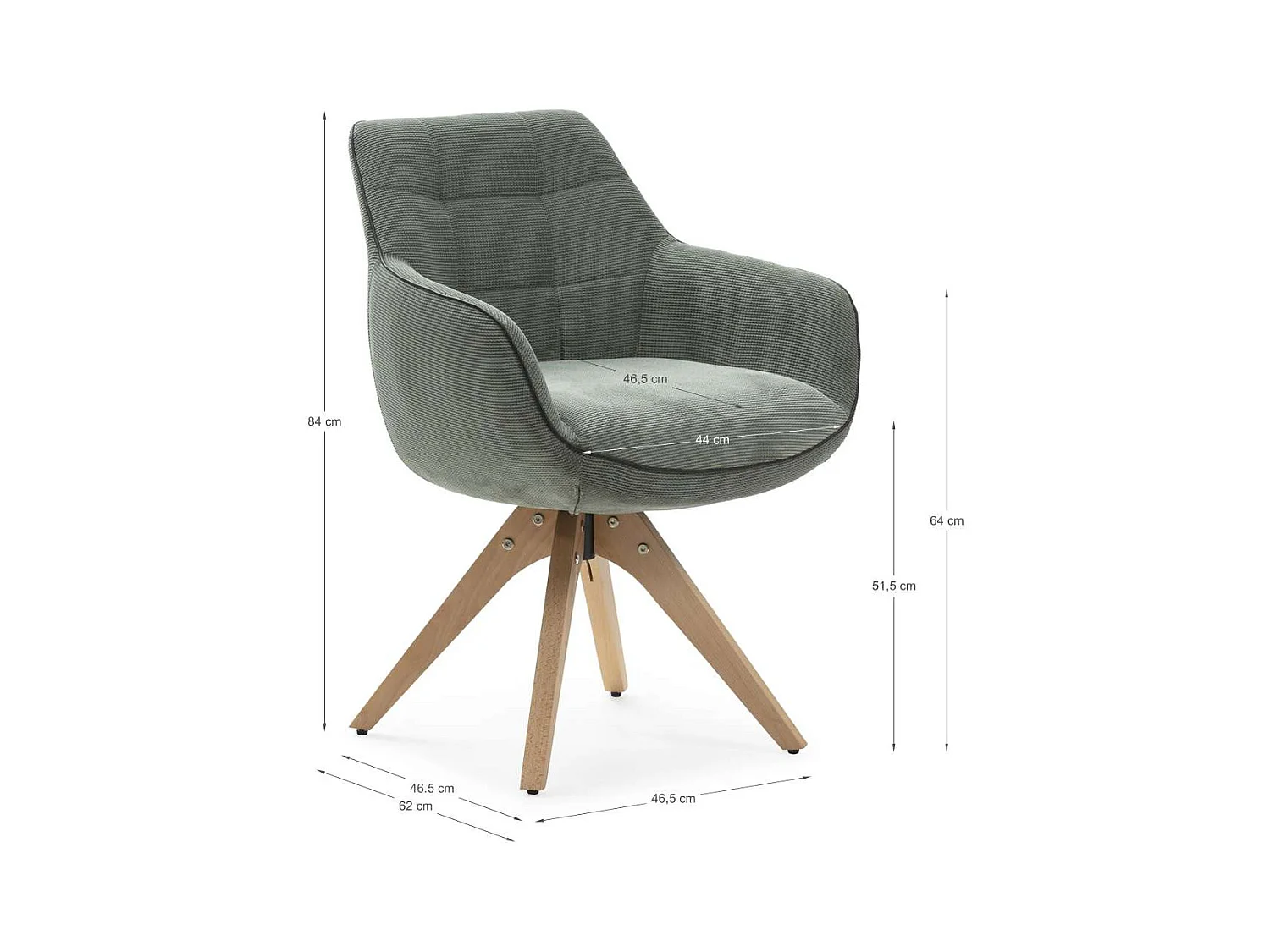 Pack de 2 sillones giratorios modelo Matrix con brazos tapizado textil verde, 84cm(alto) 6
