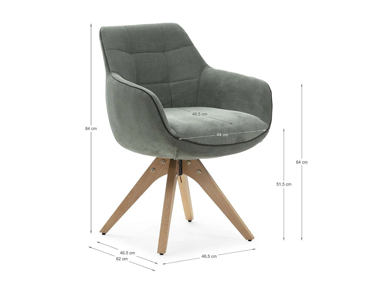 Pack de 2 sillones giratorios modelo Matrix con brazos tapizado textil verde, 84cm(alto) 6