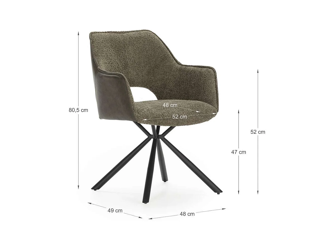 Pack de 2 sillones modelo Oliver tapizado textil verde, 81cm(alto) 60cm(ancho) 62cm(largo)