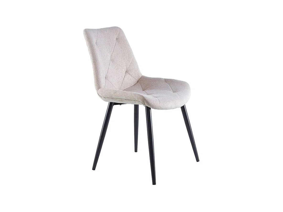 Pack de 4 sillas para cocina o comedor Marlene tapizado textil beige/negro, 85 cm(alto)53