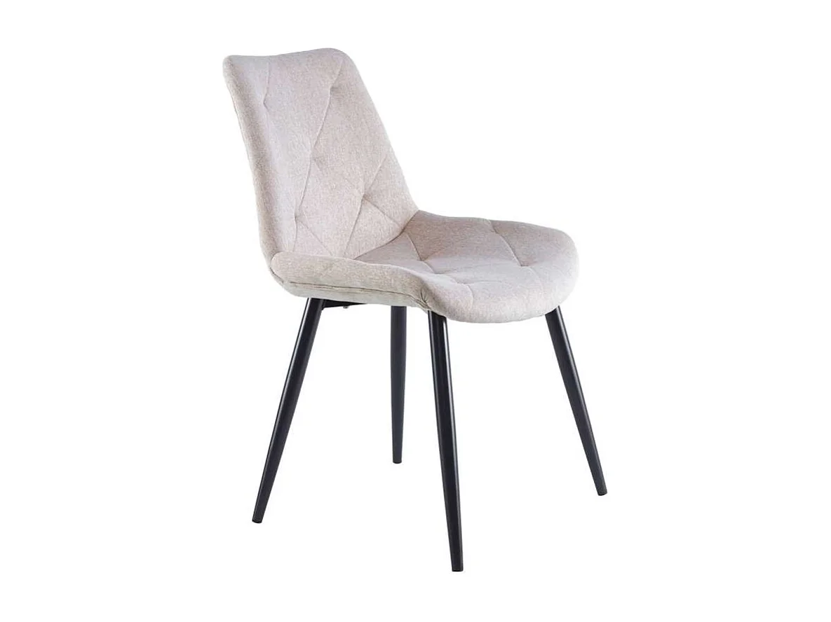 Pack de 4 sillas para cocina o comedor Marlene tapizado textil beige/negro, 85 cm(alto)53