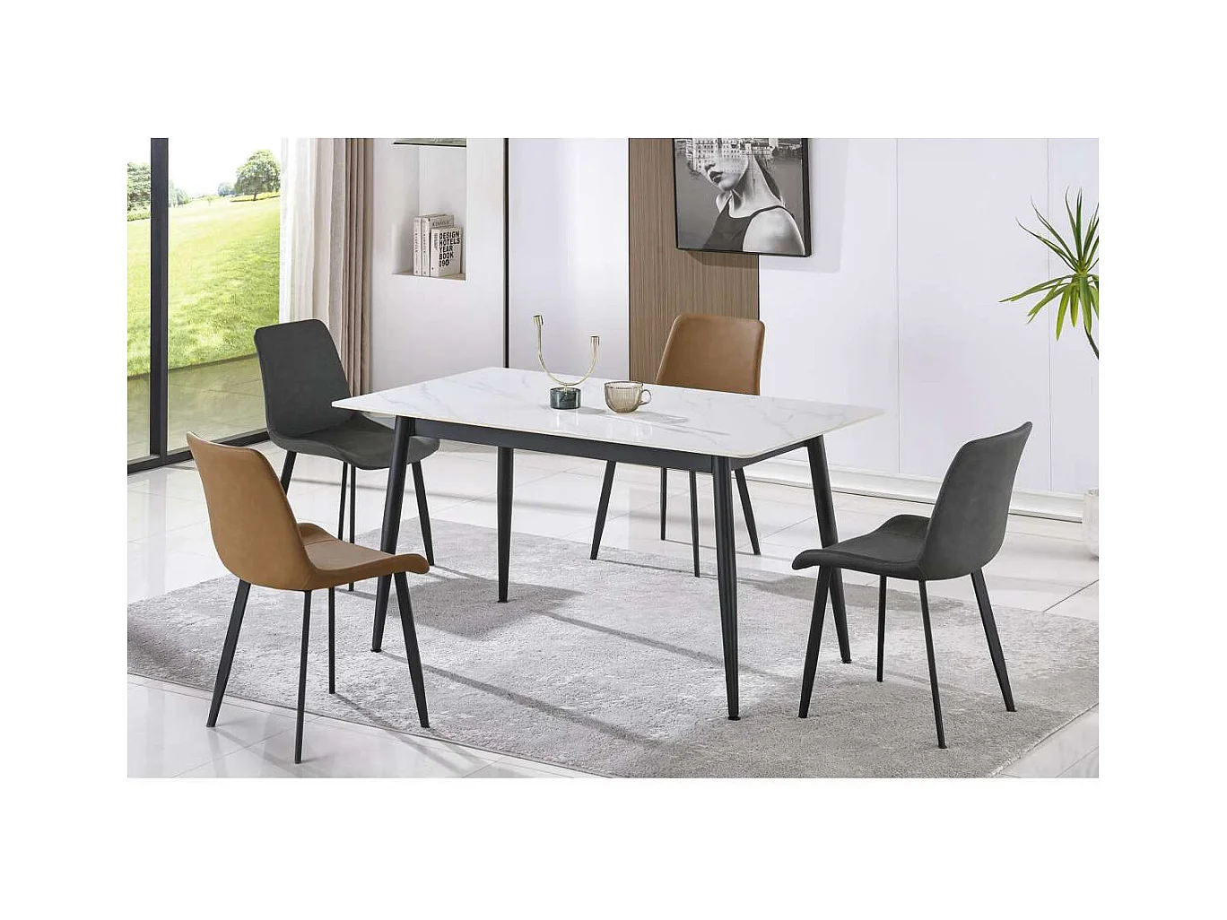 Pack de 2 sillas para cocina o comedor Lis tapizado simil piel gris envejecido, 83cm(alto)