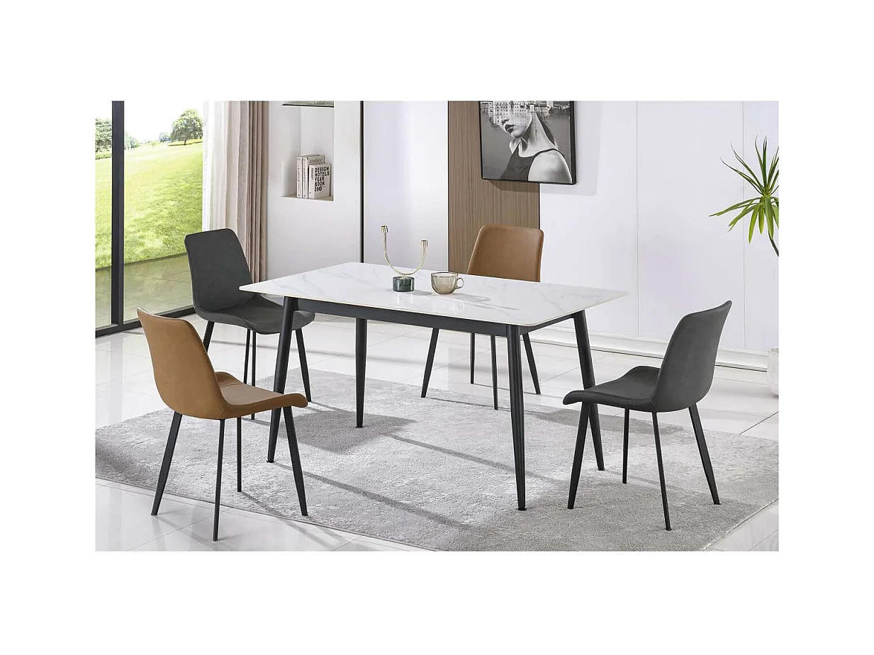 Pack de 2 sillas para cocina o comedor Lis tapizado simil piel gris envejecido, 83cm(alto)