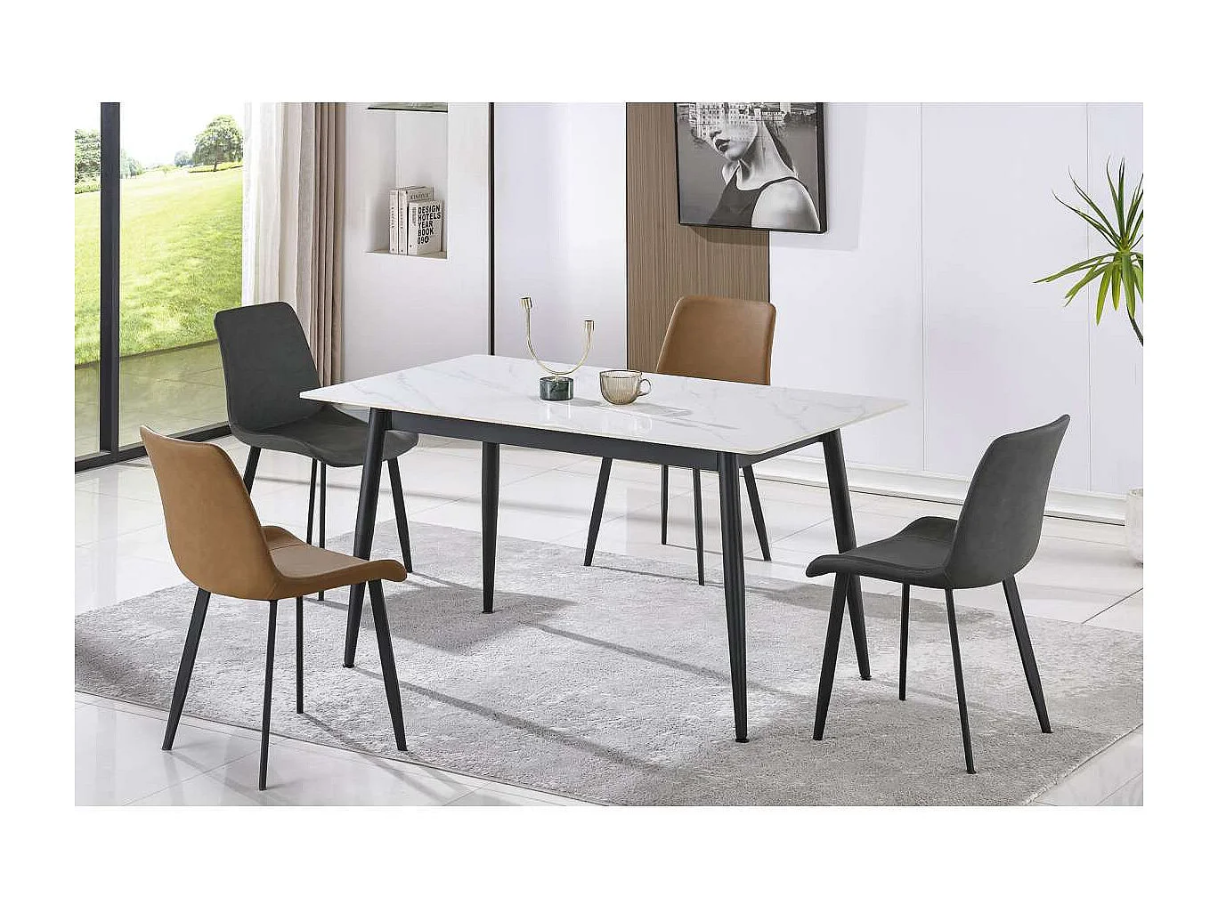 Pack de 2 sillas para cocina o comedor Lis tapizado simil piel gris envejecido, 83cm(alto)