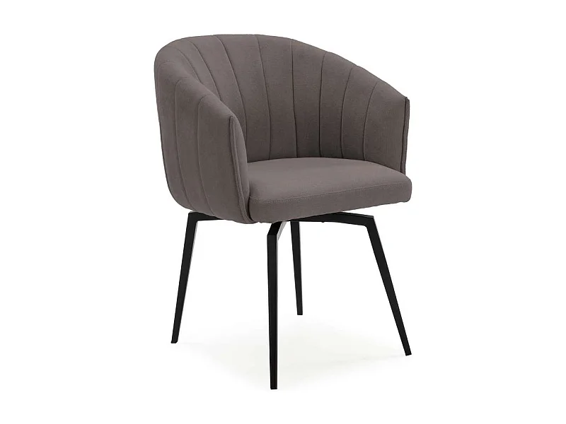 Sillón giratorio modelo Plumeti tapizado textil gris oscuro, 81cm(alto) 60cm(ancho) 61cm(