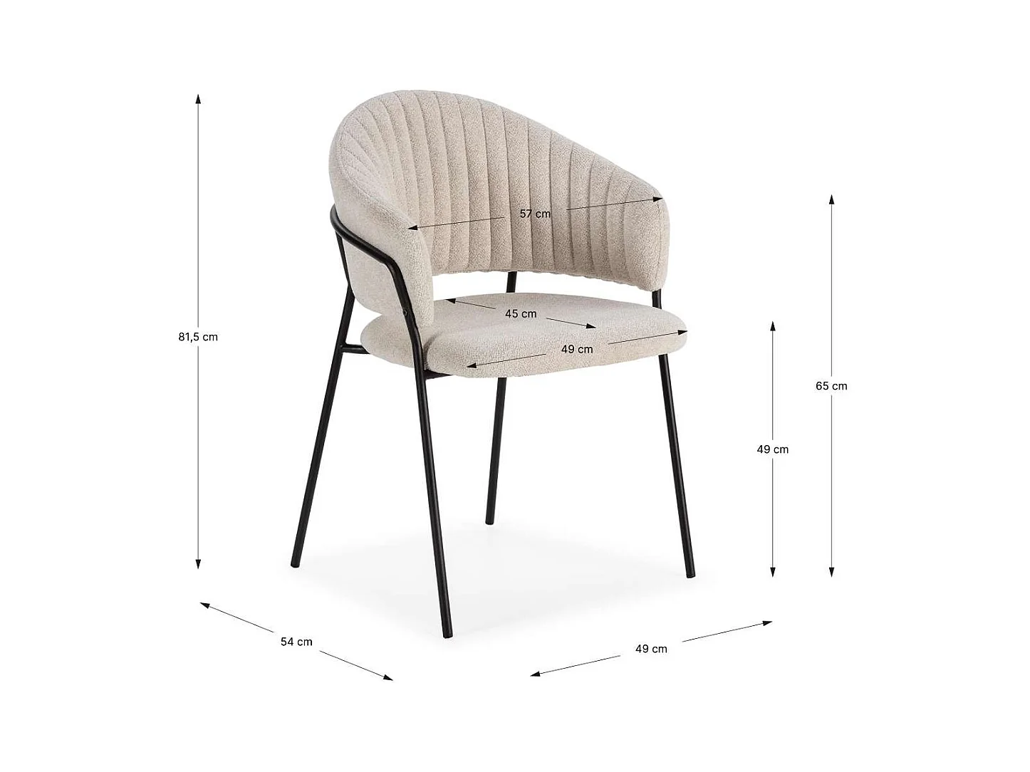 Pack de 2 sillones modelo Lidia tapizado textil blanco, 81.5cm(alto) 54cm(ancho) 57cm(larg