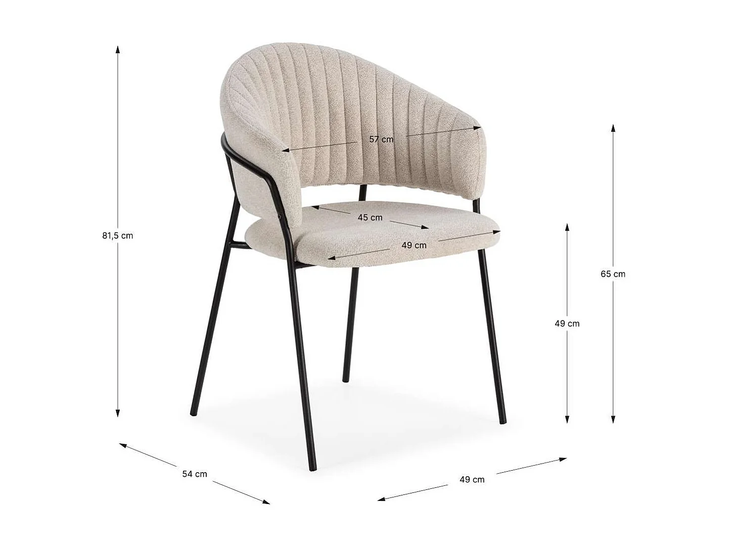 Pack de 2 sillones modelo Lidia tapizado textil blanco, 81.5cm(alto) 54cm(ancho) 57cm(larg