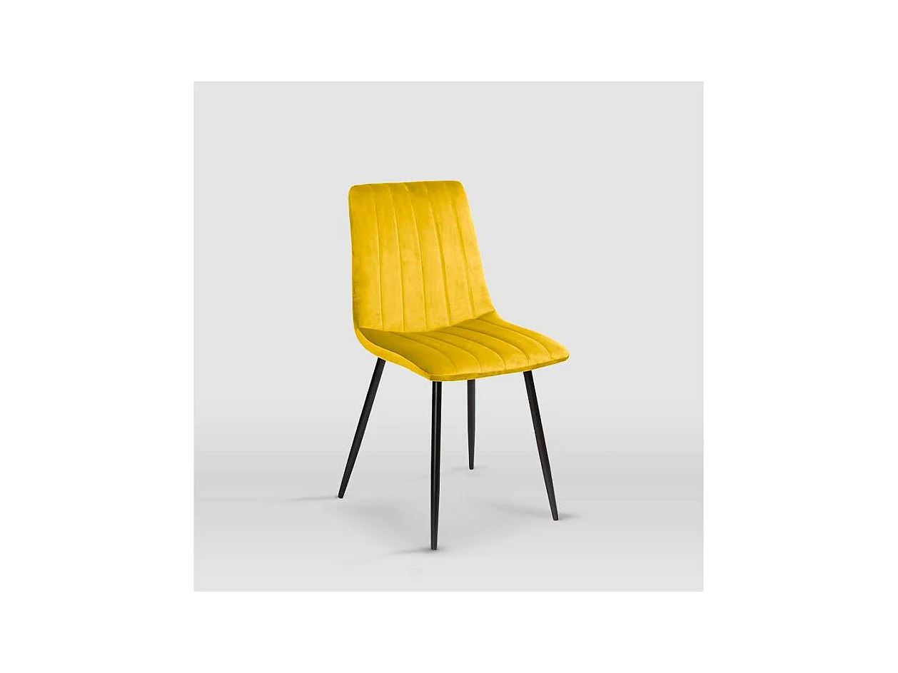 Pack de 4 sillas modelo IRIA tapizadas en terciopelo mostaza, 44cm(ancho ) 88.5cm(altura)