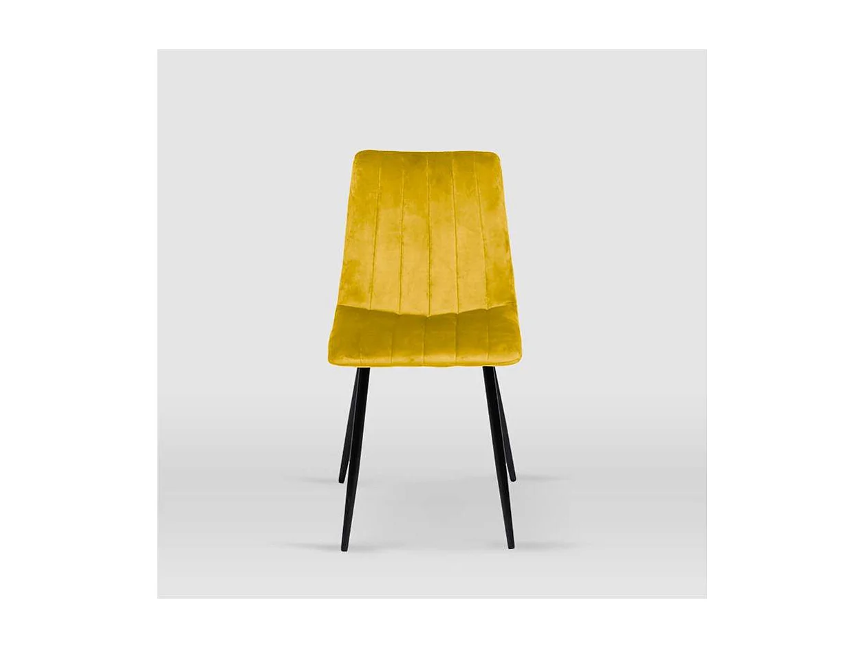 Pack de 4 sillas modelo IRIA tapizadas en terciopelo mostaza, 44cm(ancho ) 88.5cm(altura)
