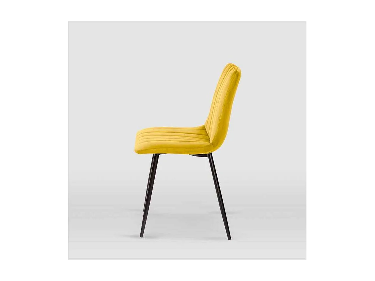 Pack de 4 sillas modelo IRIA tapizadas en terciopelo mostaza, 44cm(ancho ) 88.5cm(altura)