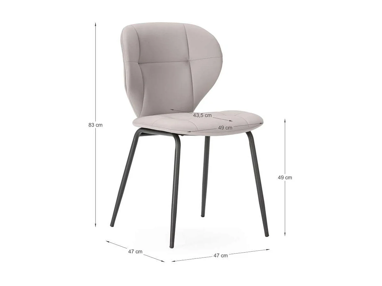 Pack de 2 sillas modelo Fauna tapizado polipiel beige, 83cm(alto) 50cm(ancho) 57cm(largo)