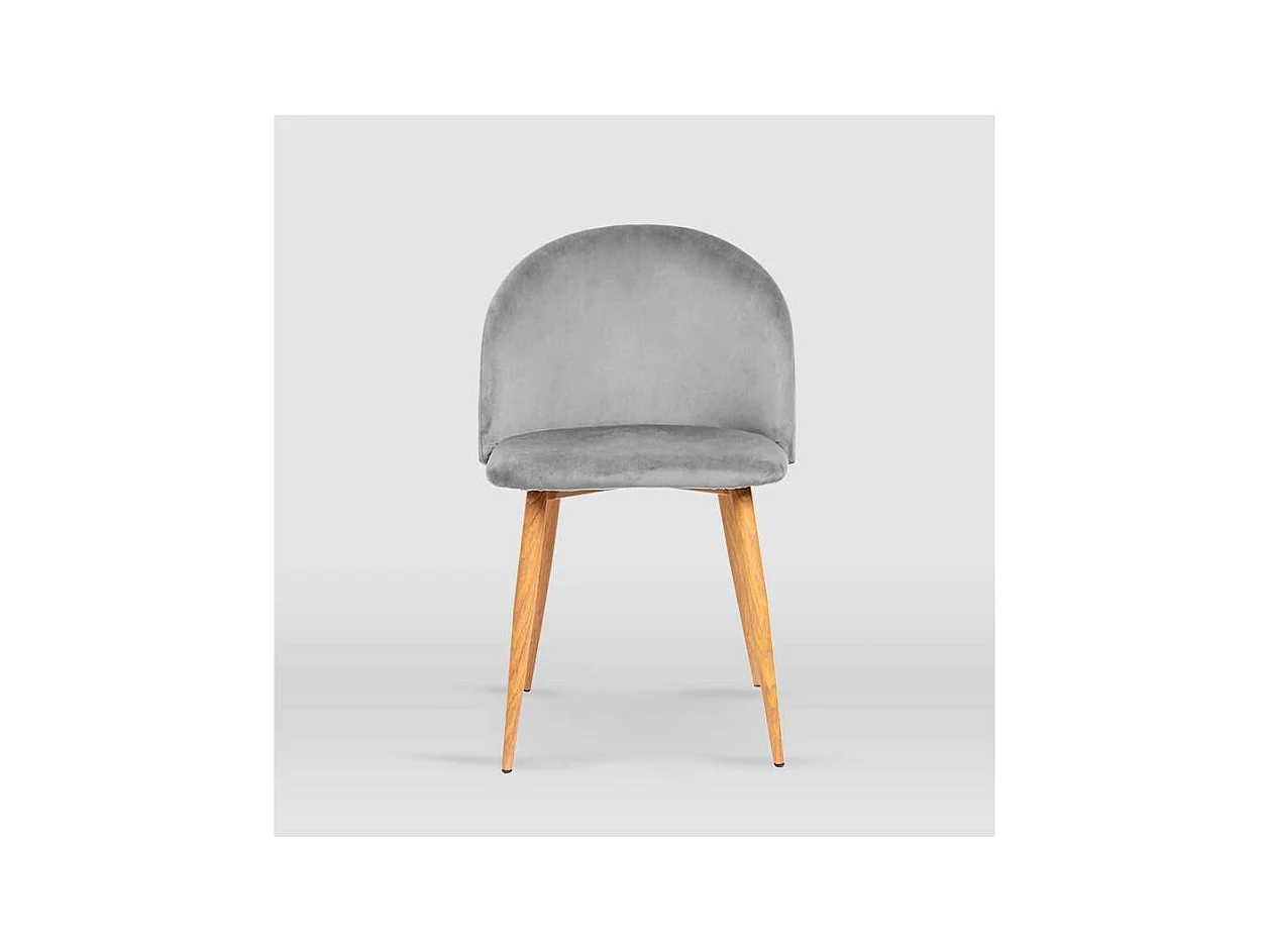 Pack de 4 sillas modelo Mercedes tapizadas en terciopelo gris piedra, 51cm(ancho ) 78cm(al