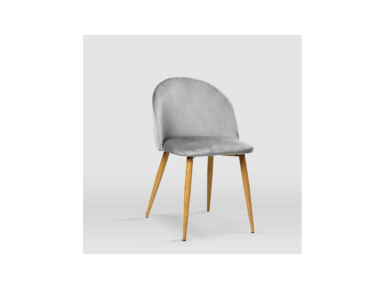 Pack de 4 sillas modelo Mercedes tapizadas en terciopelo gris piedra, 51cm(ancho ) 78cm(al