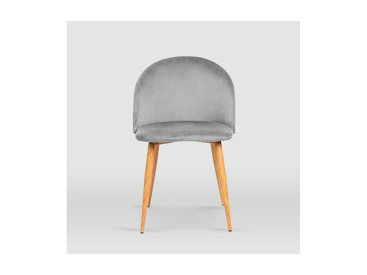 Pack de 4 sillas modelo Mercedes tapizadas en terciopelo gris piedra, 51cm(ancho ) 78cm(al