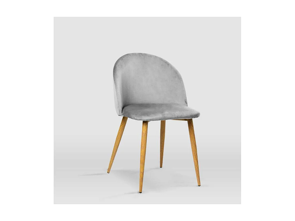 Pack de 4 sillas modelo Mercedes tapizadas en terciopelo gris piedra, 51cm(ancho ) 78cm(al