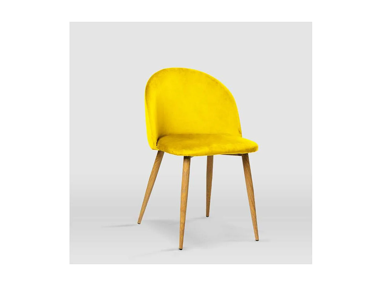 Pack de 4 sillas modelo Mercedes tapizadas en terciopelo mostaza, 51cm(ancho ) 78cm(altura