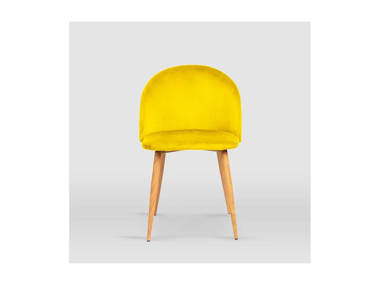 Pack de 4 sillas modelo Mercedes tapizadas en terciopelo mostaza, 51cm(ancho ) 78cm(altura