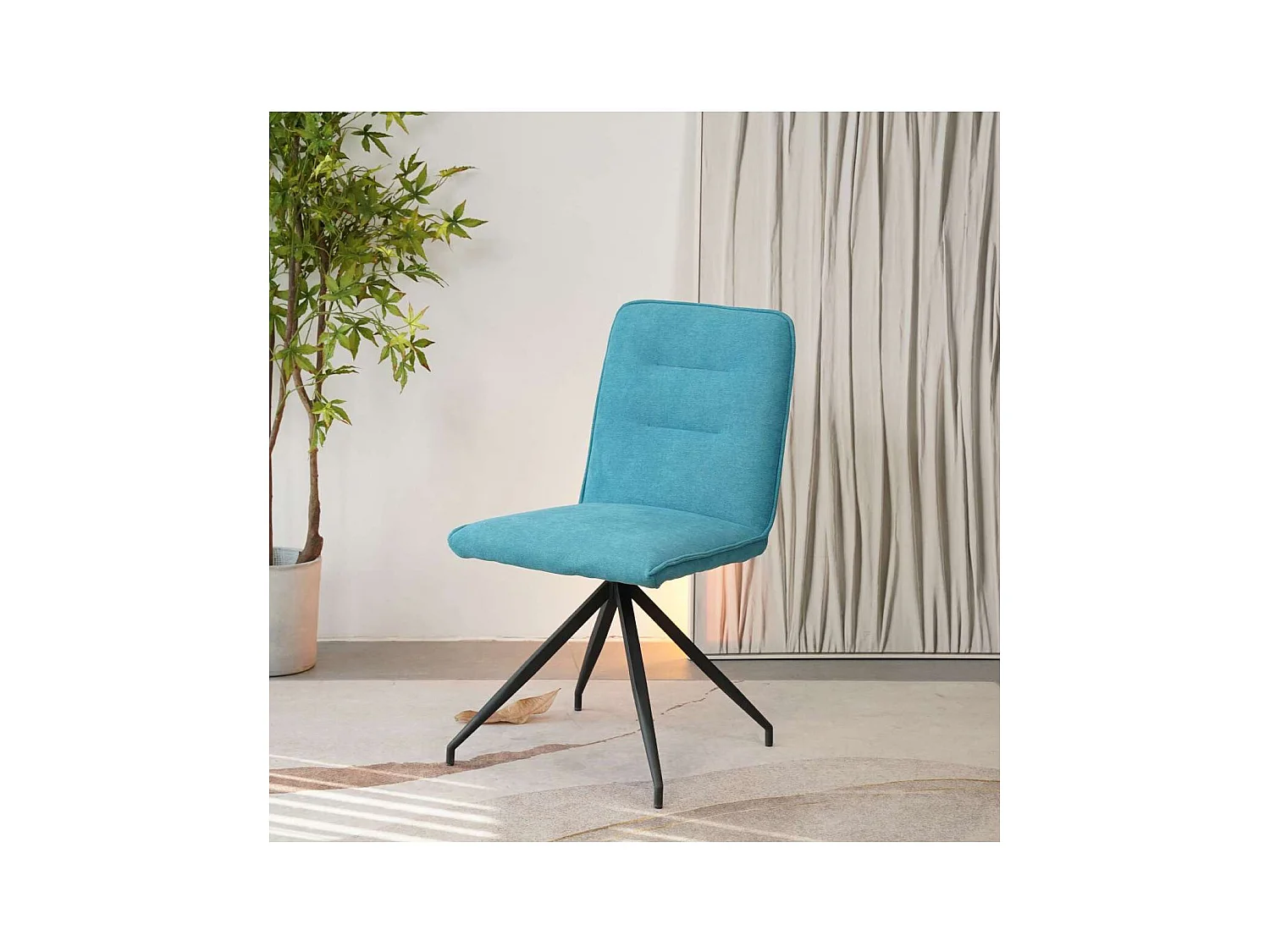 Pack 2 sillas Carol tapizado en tela terciopelo azul turquesa, 88cm(alto) 48cm(ancho) 59.5