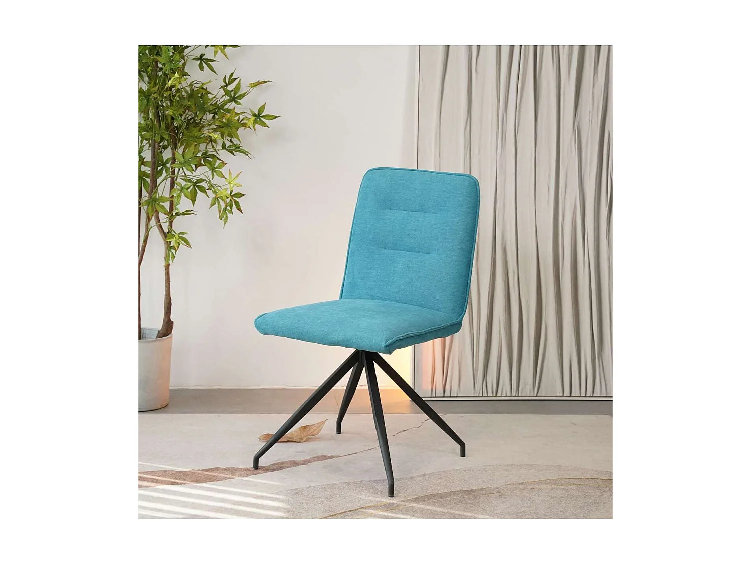 Pack 2 sillas Carol tapizado en tela terciopelo azul turquesa, 88cm(alto) 48cm(ancho) 59.5