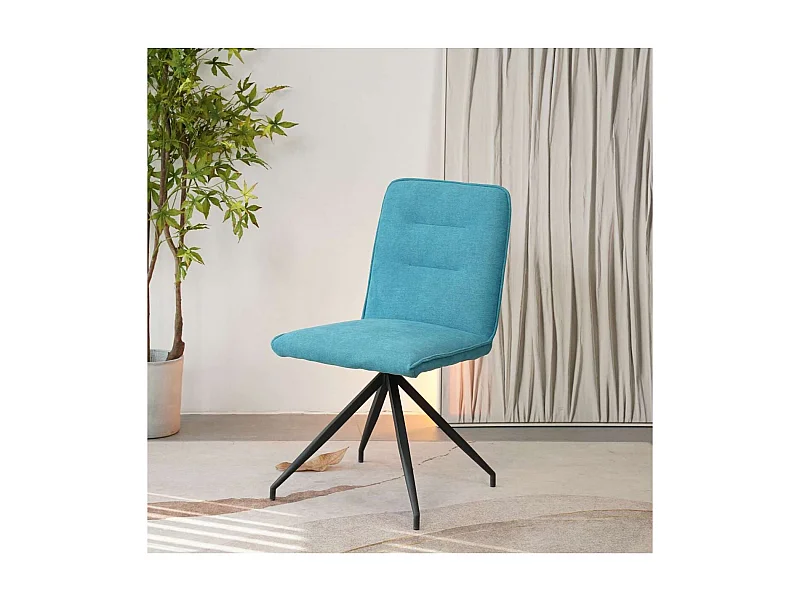 Pack 2 sillas Carol tapizado en tela terciopelo azul turquesa, 88cm(alto) 48cm(ancho) 59.5