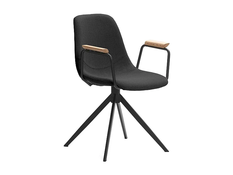 Pack de 2 sillones giratorias modelo Tajo con brazos tapizado textil negro, 81cm(alto) 61c