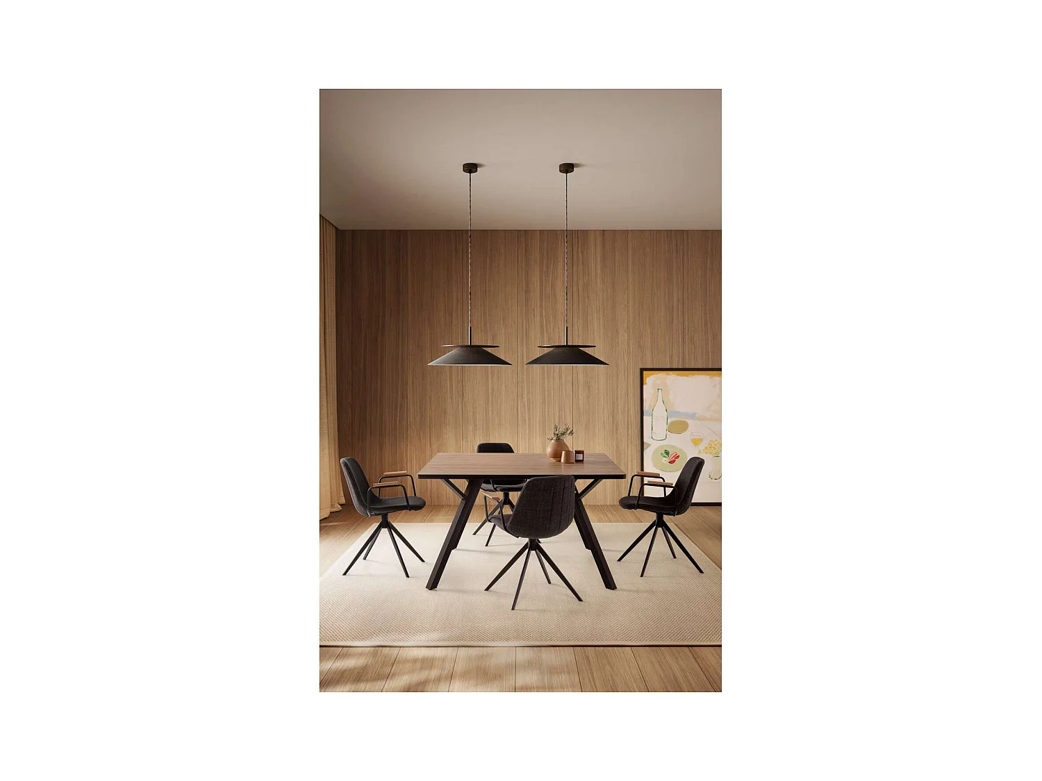 Pack de 2 sillones giratorias modelo Tajo con brazos tapizado textil negro, 81cm(alto) 61c