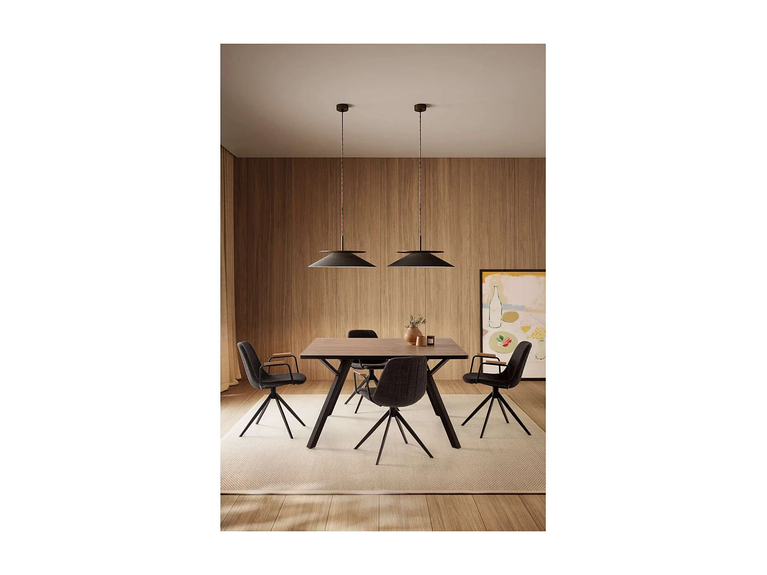 Pack de 2 sillones giratorias modelo Tajo con brazos tapizado textil negro, 81cm(alto) 61c