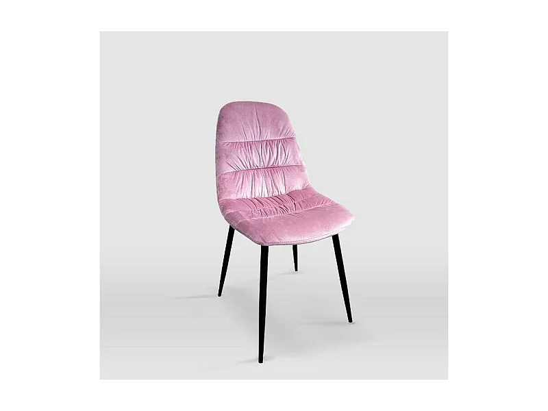 Pack de 4 sillas modelo WEI tapizadas en terciopelo rosa, 45cm(ancho ) 87cm(altura) 54.5cm