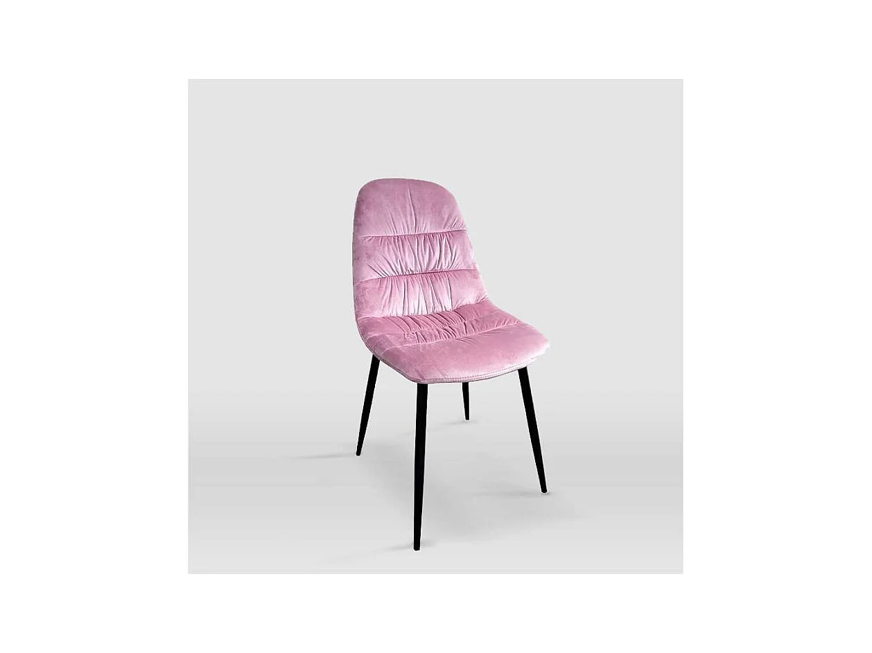 Pack de 4 sillas modelo WEI tapizadas en terciopelo rosa, 45cm(ancho ) 87cm(altura) 54.5cm