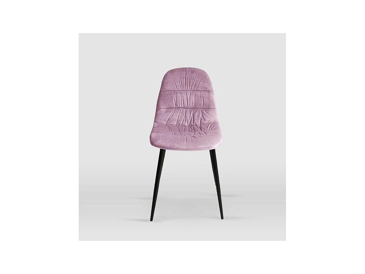 Pack de 4 sillas modelo WEI tapizadas en terciopelo rosa, 45cm(ancho ) 87cm(altura) 54.5cm