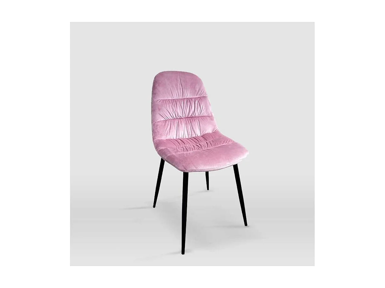 Pack de 4 sillas modelo WEI tapizadas en terciopelo rosa, 45cm(ancho ) 87cm(altura) 54.5cm