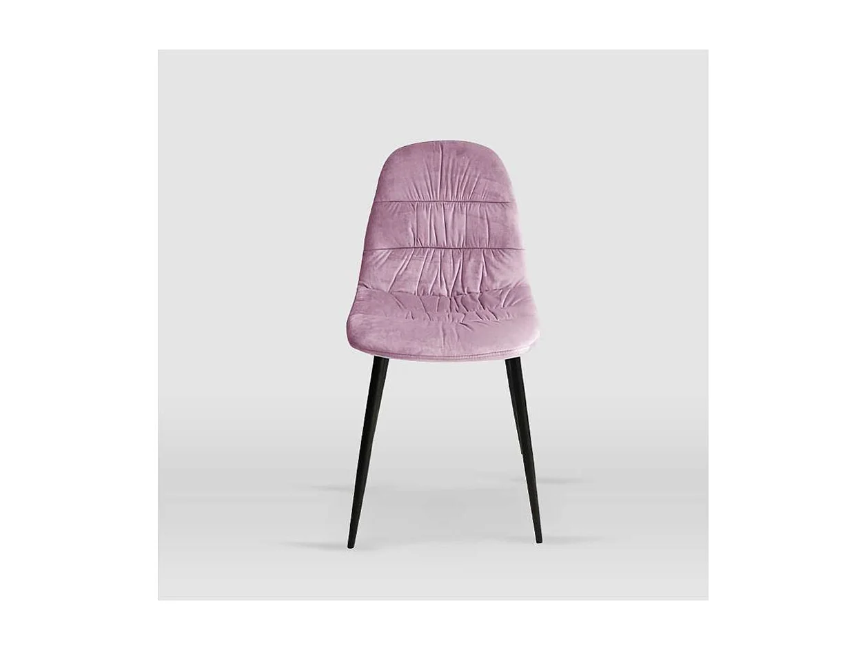 Pack de 4 sillas modelo WEI tapizadas en terciopelo rosa, 45cm(ancho ) 87cm(altura) 54.5cm