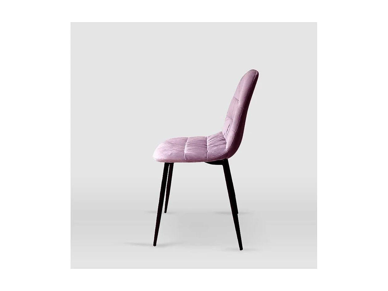 Pack de 4 sillas modelo WEI tapizadas en terciopelo rosa, 45cm(ancho ) 87cm(altura) 54.5cm